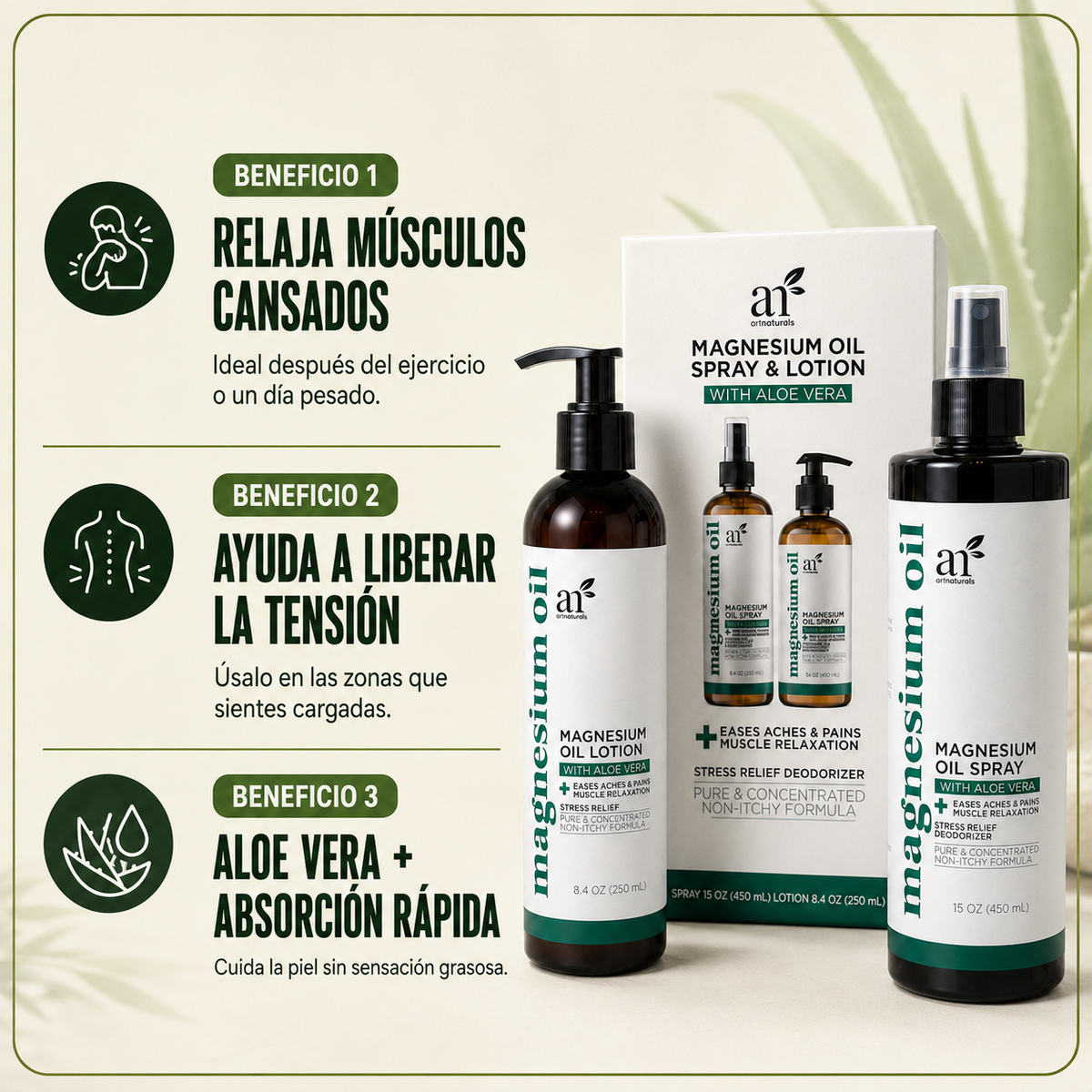 Combo de Crema y Spray de Magnesium