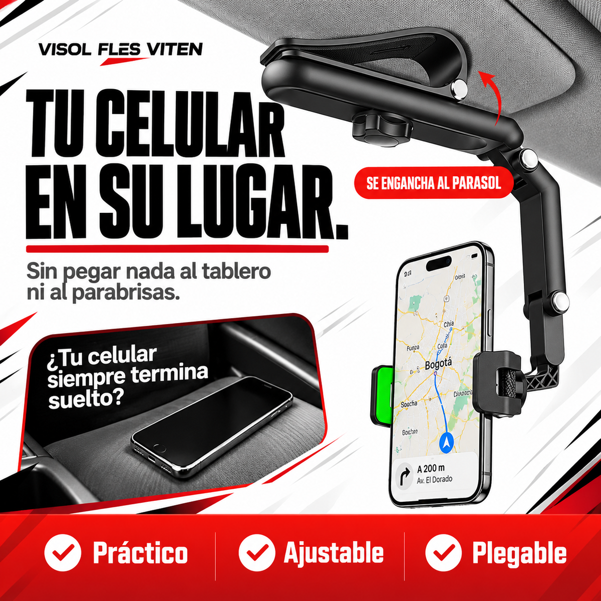 SOPORTE CARRO PARA VISERA SOLAR