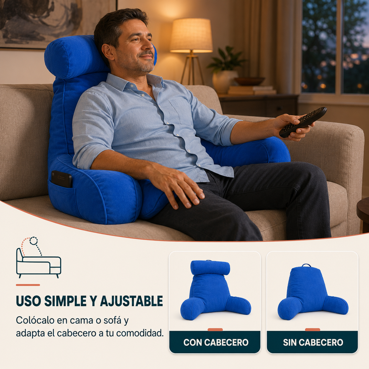 Cojín TV con Apoyabrazos y Cabecero